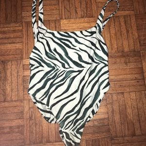 Stone fox swim one piece zebra print